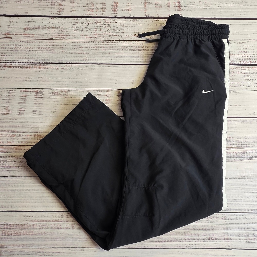 Y2K Nike Athletic Dept Womens Black White Stripe Track Pants 342593-012 Medium